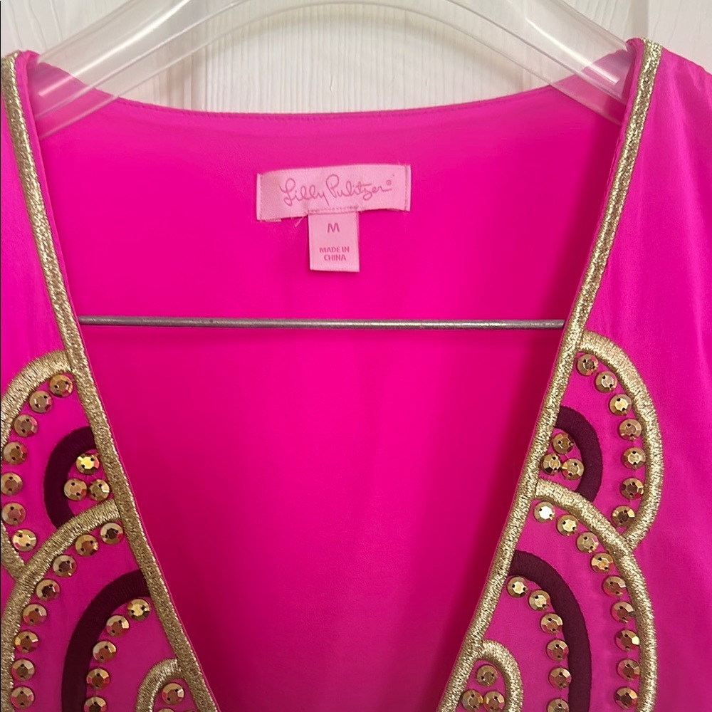 Lilly Pulitzer Fuchsia Dress with Gold Accents